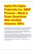 Alpha Phi Alpha  Fraternity Inc, IMDP  Process - Week 2.  Exam Questions  With Verified  Answers 100%