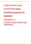 AGNP BOARD EXAM QUESTIONS Health Promotion Assessment (51 Questions) GRADED A++ LATEST QUESTIONS AND ANSWERS   