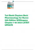 Test Bank Claytons Basic  Pharmacology for Nurses  19th Edition Willihnganz  Chapter 1-48 2023 LATEST  UPDATE
