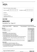 AQA GCSE BIOLOGY Foundation Tier Paper 2F JUNE 2023 QUESTION PAPER AND MARK SCHEME