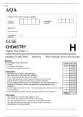 AQA GCSE CHEMISTRY Higher Tier Paper 1 JUNE 2023 QUESTION PAPER AND MARK SCHEME