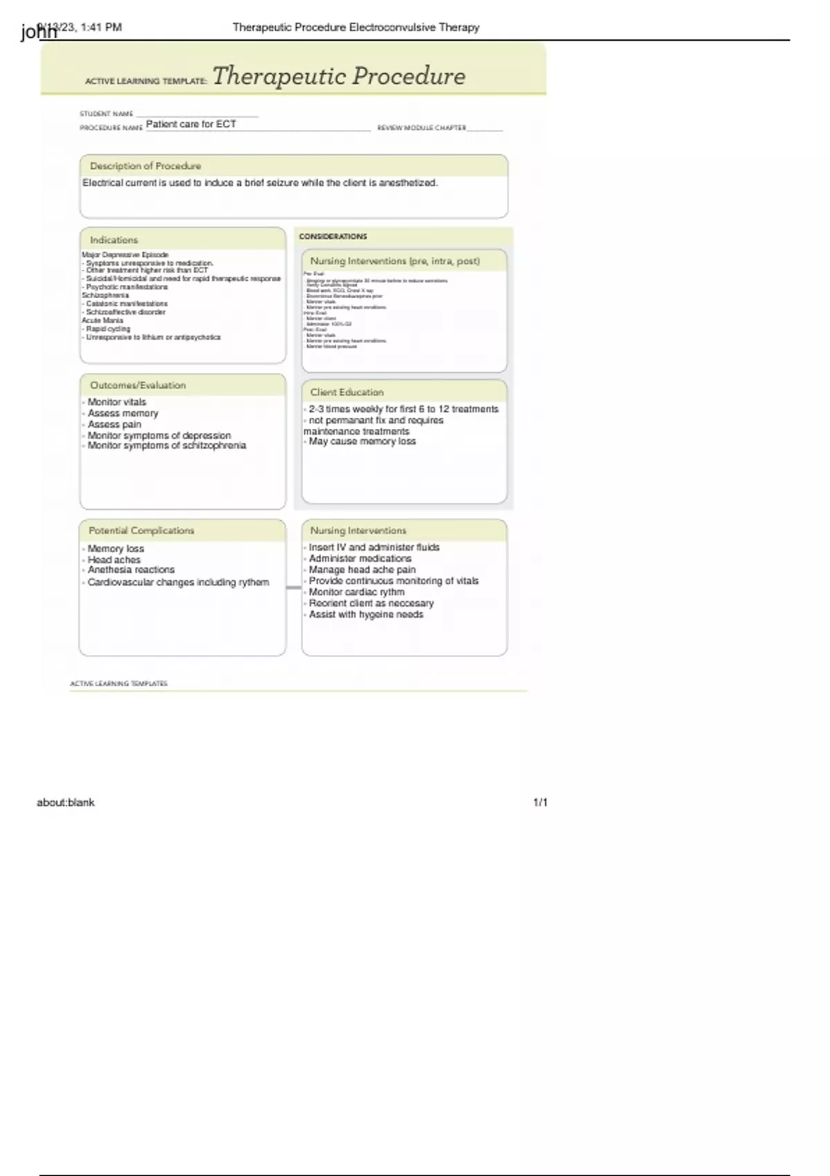 Therapeutic Procedure Electroconvulsive Therapy Psychiatric Mental
