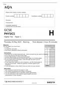AQA GCSE PHYSICS Higher Tier Paper 1 JUNE 2023 QUESTION PAPER