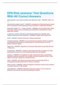 EPA Risk assessor Test Questions With All Correct Answers