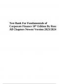 Test Bank For Fundamentals of Corporate Finance 10th Edition By Ross All Chapters Newest Version 2023/2024
