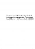 Test Bank For Pediatric Nursing: Critical Components of Nursing Care 3rd Edition By Rudd Chapter 1-22 | Newest Guide 2023/2024