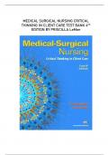 MEDICAL SURGICAL NURSING CRITICAL THINKING IN CLIENT CARE TEST BANK 4TH ED BY PRISCILLA LeMon | Q&A WITH RATIONALE (SCORED A+) | LATEST 2023
