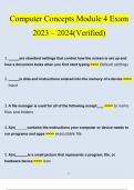 Computer Concepts Module 4 Exam Questions and Answers &lpar;2023 &sol; 2024&rpar; &lpar;Verified Answers&rpar;