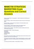 MNM3709 STRATEGIC MARKETING Exam Questions and Correct Answers 