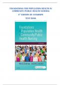 FOUNDATIONS FOR POPULATION HEALTH IN COMMUNITY/PUBLIC HEALTH NURSING 5TH ED BY STANHOPE TEST BANK | QUESTIONS & EXPLAINED ANSWERS  (GRADED A+) | LATEST