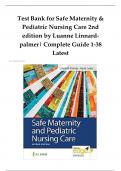 Test Bank Safe Maternity & Pediatric Nursing Care 2nd Edition by Luanne Linnard-Palmer| Test Bank 100% Veriﬁed Answers