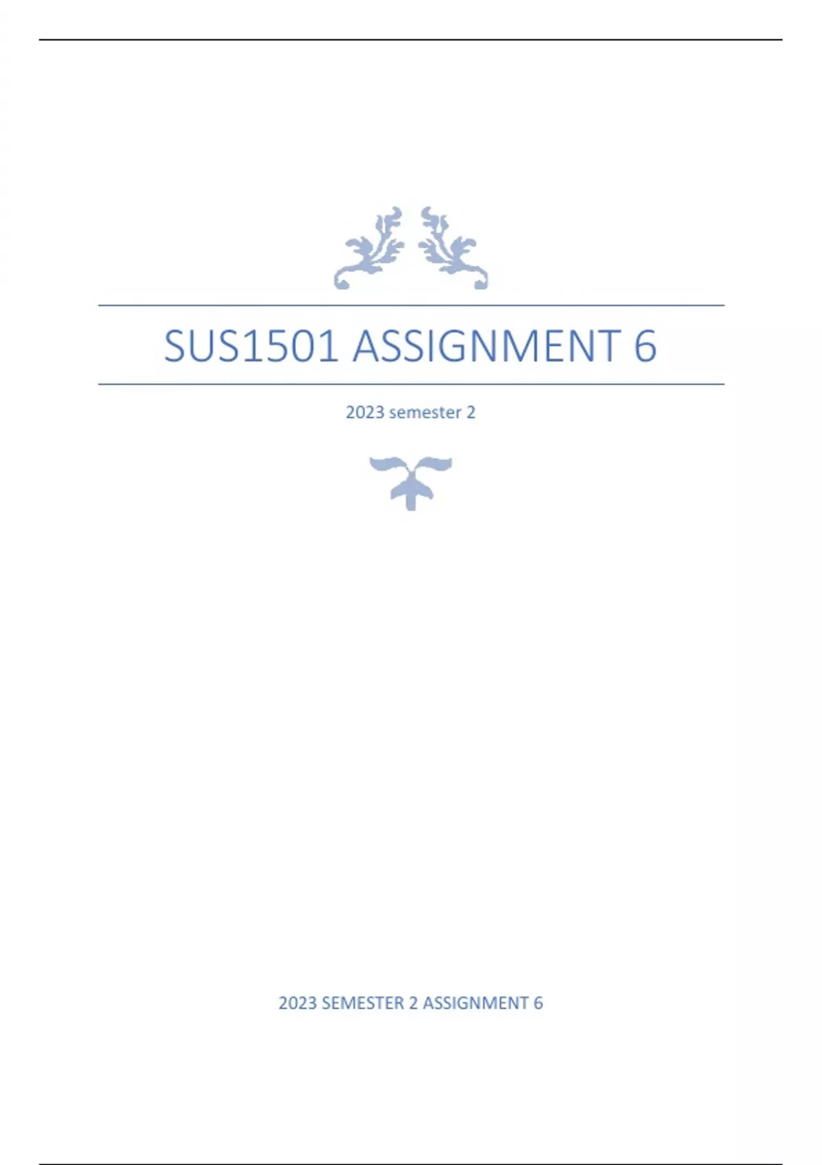 sus1501 assignment 6 2023