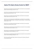 Alpha Phi Alpha Study Guide for IMDP exam with correct answers