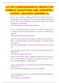 ATI PN COMPREHENSIVE PREDICTOR FORM B| QUESTIONS AND ANSWERS | LATEST, 2023/2024 GRADED A+
