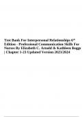 Test Bank For Interpersonal Relationships 6th Edition&comma; Professional Communication Skills For Nurses By Elizabeth C&period; Arnold & Kathleen Boggs Chapter 1-23 Latest Version 2023-2024