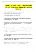 Florida Test Study Guide - Public Adjusting 3-20 (Set 1) Questions and Correct Solutions Rated A+