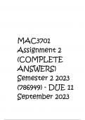 MAC3701 Assignment 2 (COMPLETE ANSWERS) Semester 2 2023 (786949) - DUE 11 September 2023