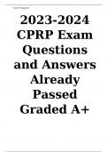 CPRP Exam 2023-2024  Questions and Answers Already Passed Graded A+