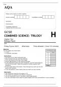 AQA GCSE COMBINED SCIENCE TRILOGY Higher Tier Biology Paper 2 JUNE 2023 QUESTION PAPER
