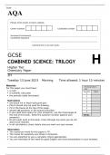 AQA GCSE COMBINED SCIENCE TRILOGY Higher Tier Chemistry Paper 2 JUNE 2023 QUESTION PAPER