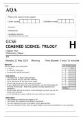 AQA GCSE COMBINED SCIENCE TRILOGY Higher Tier Chemistry Paper 1 JUNE 2023 QUESTION PAPER  