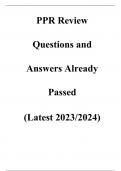 PPR Review Questions and Answers Already Passed  (Latest 2023/2024)  