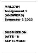 MRL3701 Assignment 2 (ANSWERS) Semester 2 2023