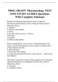NRSG 106-02N  Pharmacology TEST ONE STUDY GUIDES Questions With Complete Solutions