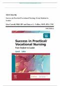 Test Bank - Success in Practical/Vocational Nursing: From Student to Leader, 10th Edition (Carroll, 2023), Chapter 1-19 | All Chapters: ISBN-10 0323810179 ISBN-13 978-0323810173, A+ guide.