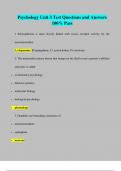 Psychology Unit 3 Test Questions and Answers  100&percnt; Pass