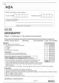 AQA GCSE GEOGRAPHY Paper 2 JUNE 2023 QUESTION PAPER: Challenges in the Human Environment
