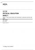 AQA GCSE PHYSICAL EDUCATION Paper 1 JUNE 2023 MARK SCHEME: The human body and movement in physical activity and sport