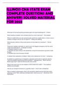 ILLINOIS CNA STATE EXAM  COMPLETE QUESTIONS AND  ANSWERS SOLVED MATERIAL  FOR 2023