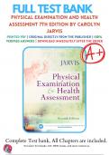 Test Bank For Physical Examination and Health Assessment 7th Edition By Carolyn Jarvis ( 2016-2017 ) / 9781455728107 / Chapter 1-31 / Complete Questions and Answers A+