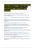 Certified Psychiatric Rehabilitation Practitioner (CPRP) Exam Prep Questions With Answers 2023 Updated