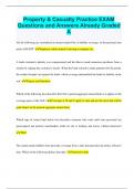 Property & Casualty Practice EXAM Questions and Answers Already Graded A