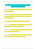 SC P&C Insurance Exam Study Guide Latest 2022 Graded A