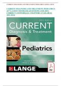 CURRENT DIAGNOSIS AND TREATMENT PEDIATRICS 24TH LATEST TESTBANK QUESTIONS AND 100&percnt; CORRECT ANSWERS&vert;ALL CHAPTERS AVAILABLE&vert; 2023-2024&rpar;