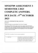 MNM3709 ASSIGNMENT 3 SEMESTER 2 2023 COMPLETE ANSWERS. DUE DATE : 9 TH OCTOBER 2023