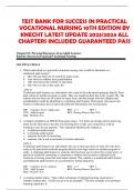 TEST BANK FOR SUCCESS IN PRACTICAL VOCATIONAL NURSING 10TH EDITION BY KNECHT LATEST UPDATE 2023&sol;2024 ALL CHAPTERS INCLUDED GUARANTEED PASS