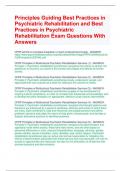 Principles Guiding Best Practices in Psychiatric Rehabilitation and Best Practices in Psychiatric Rehabilitation Exam Questions With Answers