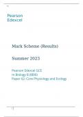Pearson Edexcel GCE In Biology B (8BI0) Paper 02: Core Physiology and Ecology summer 2023 marking scheme