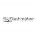 HCCA - CHPC Exam Practice Questions And Answers Latest Updated 2023-2024 | Graded A+