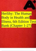 Herlihy: The Human Body in Health and Illness, 6th Edition Test Bank (Chapter 1-27)