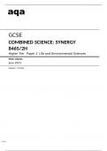 Aqa GCSE Combined Science &lpar;Synergy&rpar; 8465&sol;2H Mark Scheme June2023&period;