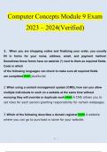 Computer Concepts Module 9 Exam Questions and Answers &lpar;2023 &sol; 2024&rpar; &lpar;Verified Answers&rpar;