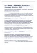 PCC Exam 1&colon; Highlights Sheet With Complete Solutions 2023