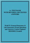 WebCE &lpar;General Insurance & Life Insurance&rpar; Exam Questions and Answers &vert; Latest Updated 2023&sol;2024 &vert; Graded