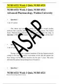 NURS 6521 Week-1 Quiz, NURS 6521 Advanced Pharmacology, Walden University