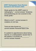 ARRT Radiography Exam Review Questions and Answers 2023.